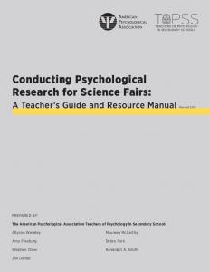 Conducting Psychological Research for Science Fairs: Conducting ...