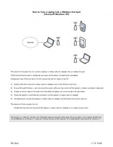 Configure a laptop as a wireless hot spot to provide ...