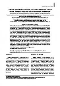 Congenital Hypothyroidism: Etiology and Growth-Development Outcome