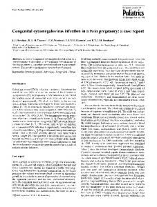 Congenitial cytomegalovirus infection in a twin ... - Springer Link