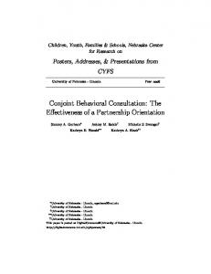 Conjoint Behavioral Consultation: The Effectiveness ...