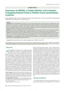 conjugating Enzyme Family in Pediatric Acute Lymphoblastic Leukemia