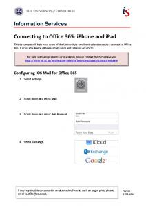 Connecting to Office 365: iPhone and iPad