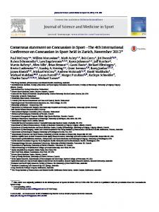 Consensus statement on Concussion in Sport - Journal of Science ...