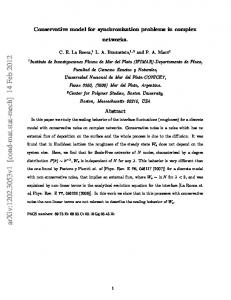 Conservative model for synchronization problems in complex networks