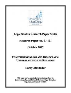 Constitutionalism and Democracy: Understanding the Relation - SSRN