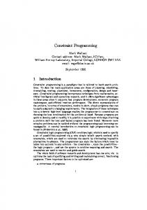 Constraint Programming - CiteSeerX