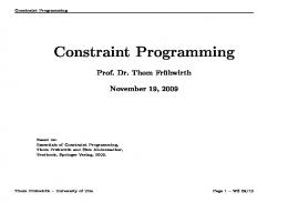 Constraint Programming - CiteSeerX