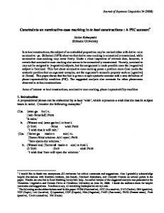 Constraints on nominative-case marking in te hosi ... - CiteSeerX