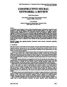 constructive neural networks: a review - Semantic Scholar