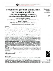 Consumers' product evaluations in emerging markets - CiteSeerX