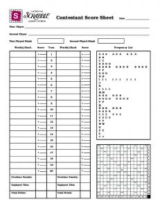 Contestant Score Sheet - Scrabble