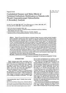 Contralateral Sensory and Motor Effects of Unilateral ...