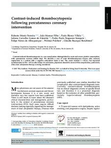 Contrast-induced thrombocytopenia following percutaneous coronary ...