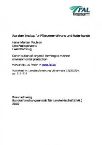 Contribution of organic farming to marine environmental protection