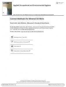 Control Methods for Mineral Oil Mists