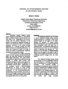 CONTROL OF INTERHARMONIC BEATING IN POLYPHONIC MUSIC ...