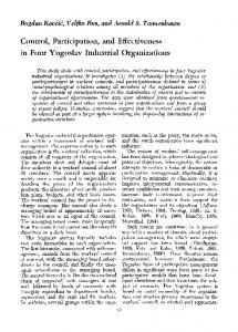 Control, Participation, and Effectiveness in Four Yugoslav ... - Deep Blue