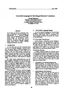 Controlled language for multilingual machine translation