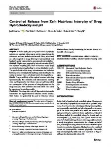 Controlled Release from Zein Matrices - Springer Link