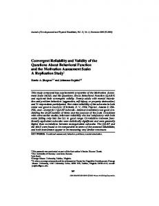 Convergent Reliability and Validity of the Questions About Behavioral ...