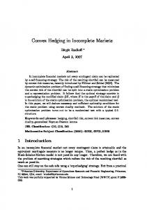 Convex Hedging in Incomplete Markets