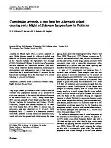 Convolvulus arvensis, a new host for Alternaria solani ... - Springer Link