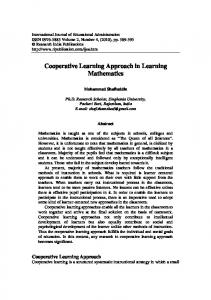 Cooperative Learning Approach in Learning Mathematics