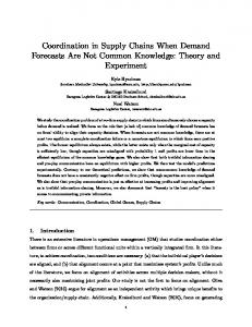 Coordination in Supply Chains When Demand ... - Semantic Scholar