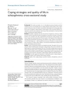 coping strategies and quality of life in schizophrenia: cross ... - CiteSeerX