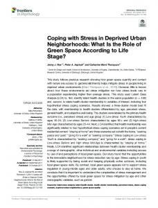 Coping with Stress in Deprived Urban