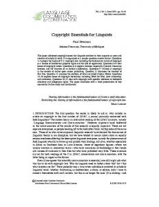 Copyright Essentials for Linguists - ScholarSpace