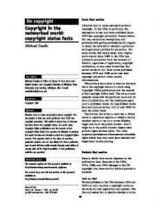 Copyright in the networked world: copyright status facts ... - EDOC HU