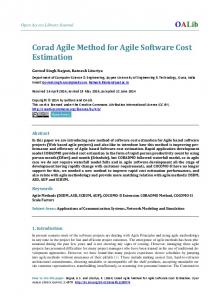 Corad Agile Method for Agile Software Cost Estimation