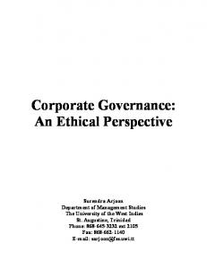 Corporate Governance: An Ethical Perspective - CiteSeerX