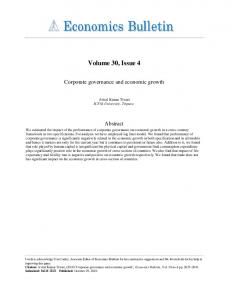 Corporate governance and economic growth''