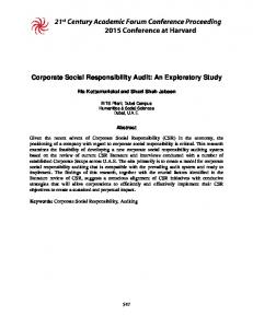 Corporate Social Responsibility Audit: An Exploratory ...