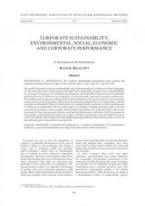 corporate sustainability: environmental, social, economic and ...