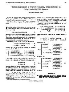 Correct Expression of Carrier Frequency Offset Estimate ... - IEEE Xplore