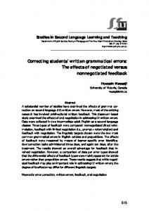 Correcting students' written grammatical errors: The ...