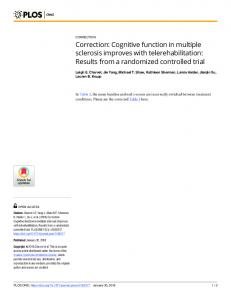 Correction: Cognitive function in multiple sclerosis improves ... - PLOS