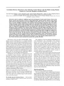 Correlation Between Helicobacter pylori Infection, Gastric ... - SciELO