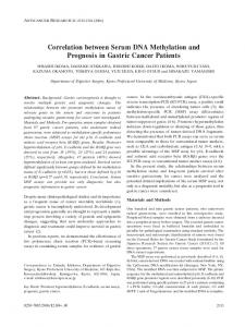 Correlation between Serum DNA Methylation and Prognosis in Gastric ...