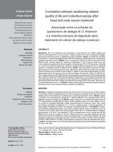 Correlation between swallowing-related quality of life and ... - SciELO