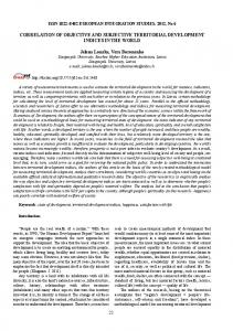 CORRELATION OF OBJECTIVE AND SUBJECTIVE TERRITORIAL ...