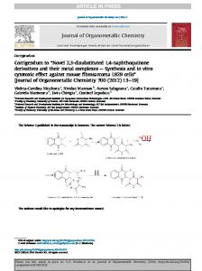 Corrigendum to ``Novel 2,3-disubstituted 1,4-naphthoquinone ...