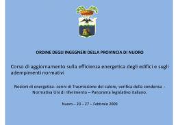 Corso di aggiornamento sulla efficienza energetica ... - Fisica Tecnica