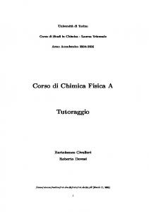 Corso di Chimica Fisica A Tutoraggio