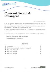 Cosecant, Secant & Cotangent - Mathcentre