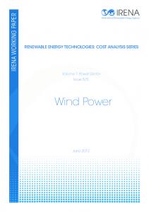 Cost Analysis Wind Power - IRENA